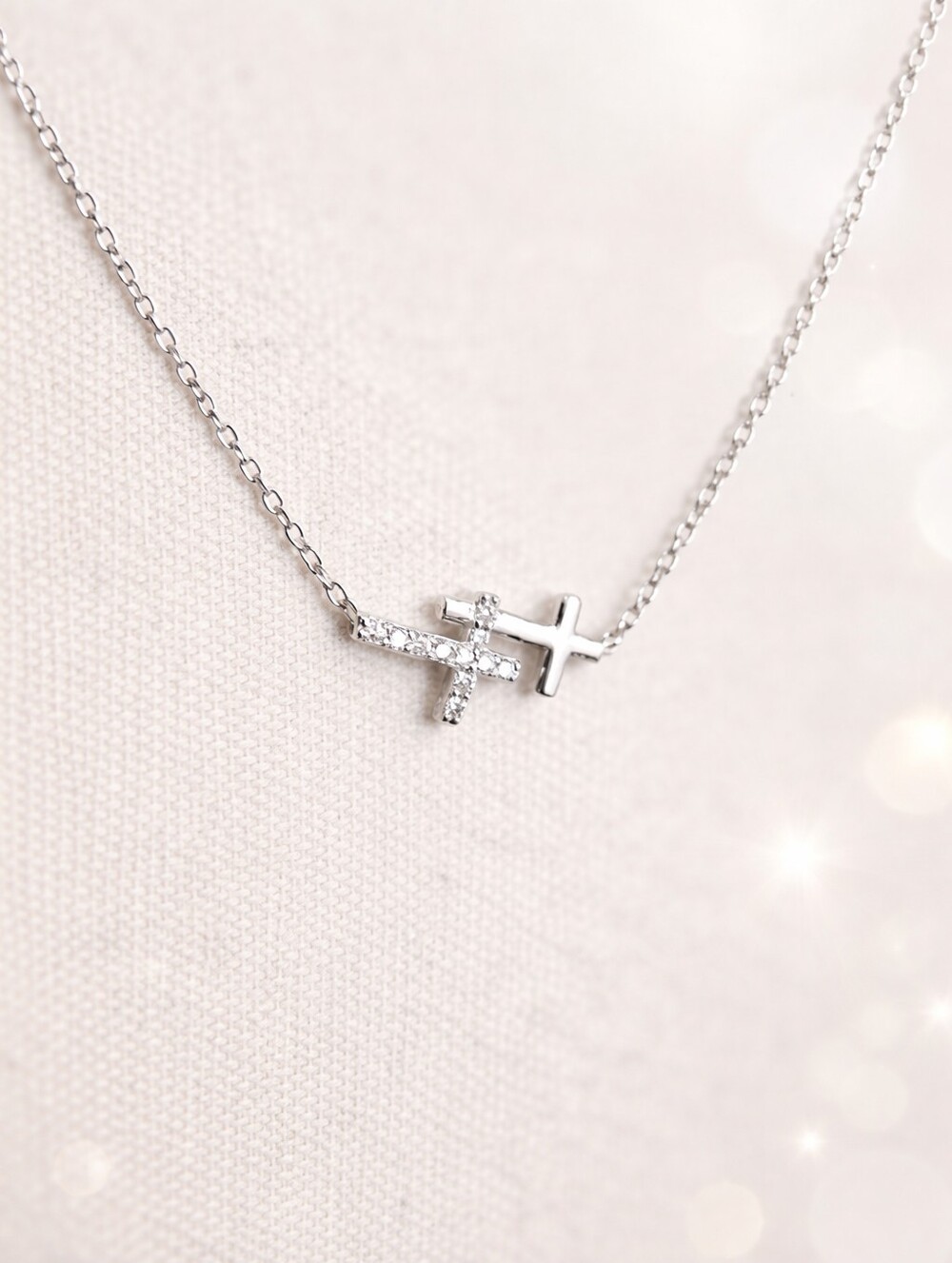 Moissanite 0.5CTW NWT 925 Silver Cross Necklace,  16" + 2"